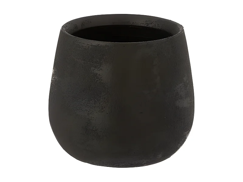 Macetero irregular de cerámica rugosa negra de 16.5x14cm