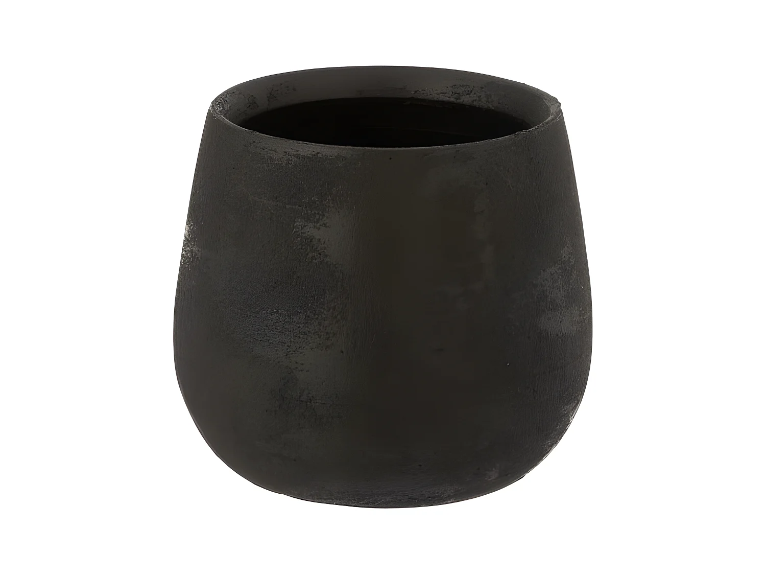 Macetero irregular de cerámica rugosa negra de 16.5x14cm