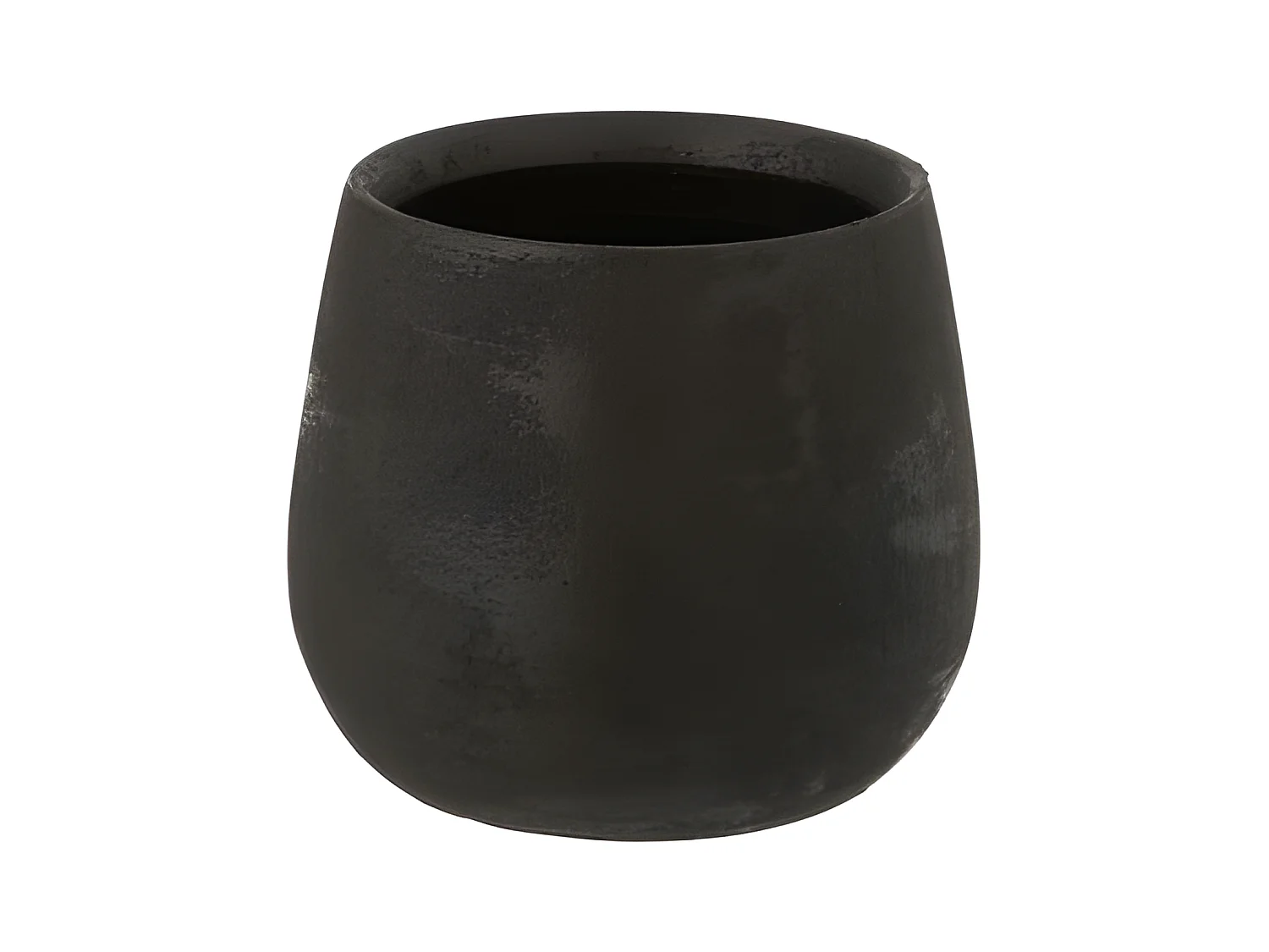 Macetero irregular de cerámica rugosa negra de 16.5x14cm