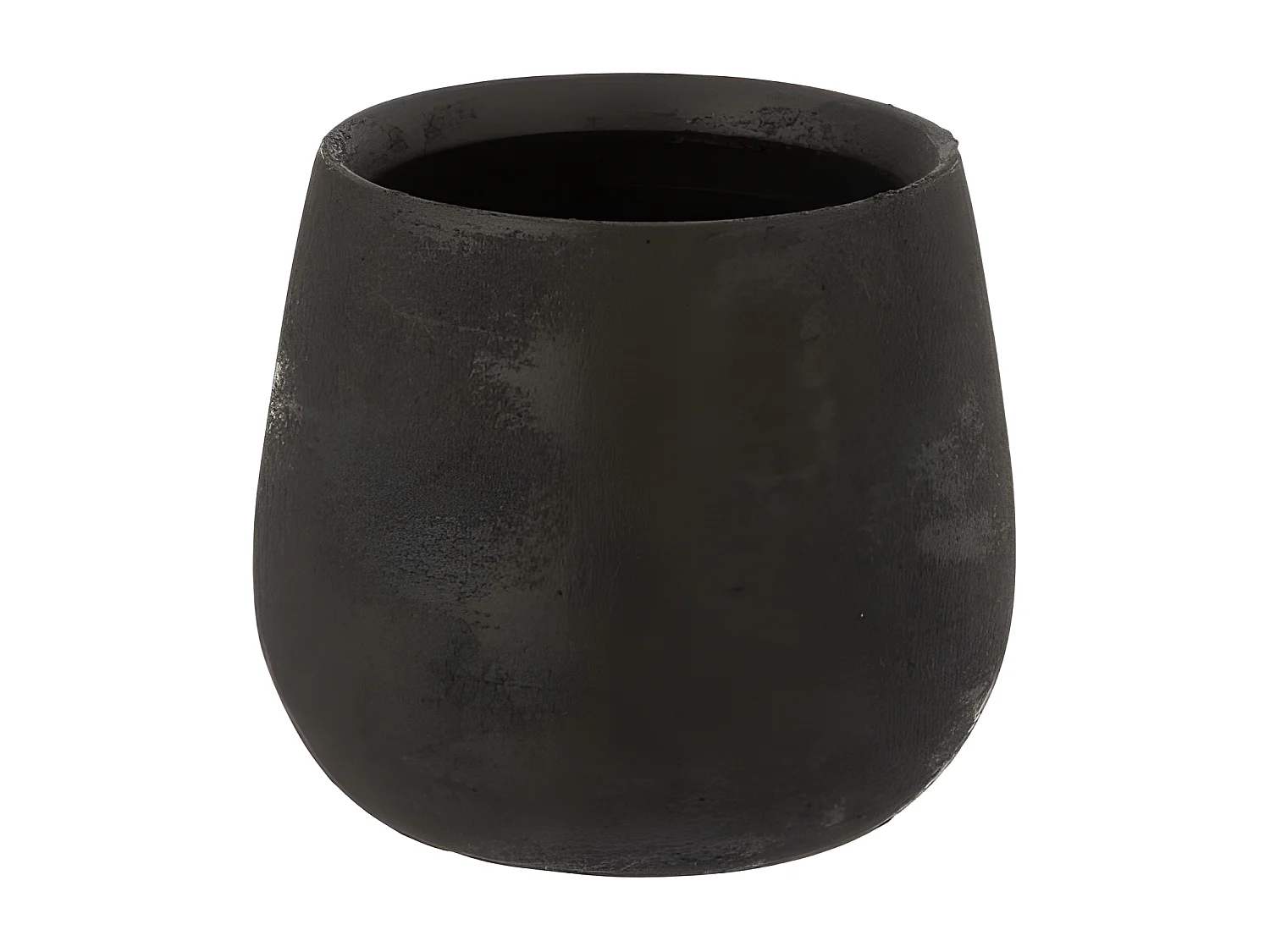 Macetero irregular de cerámica rugosa negra de 16.5x14cm