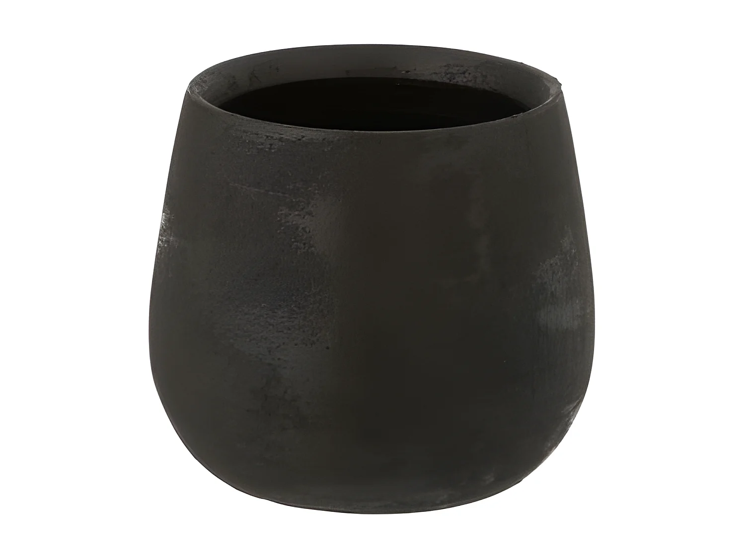 Macetero irregular de cerámica rugosa negra de 16.5x14cm