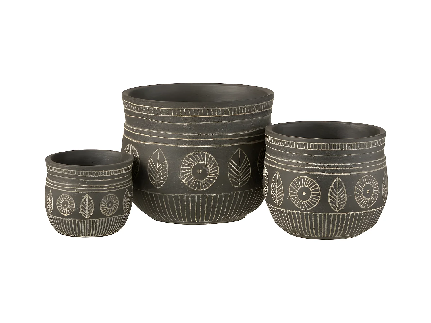 Cache-Pot Déco en Ciment "Fresque" 24cm Gris