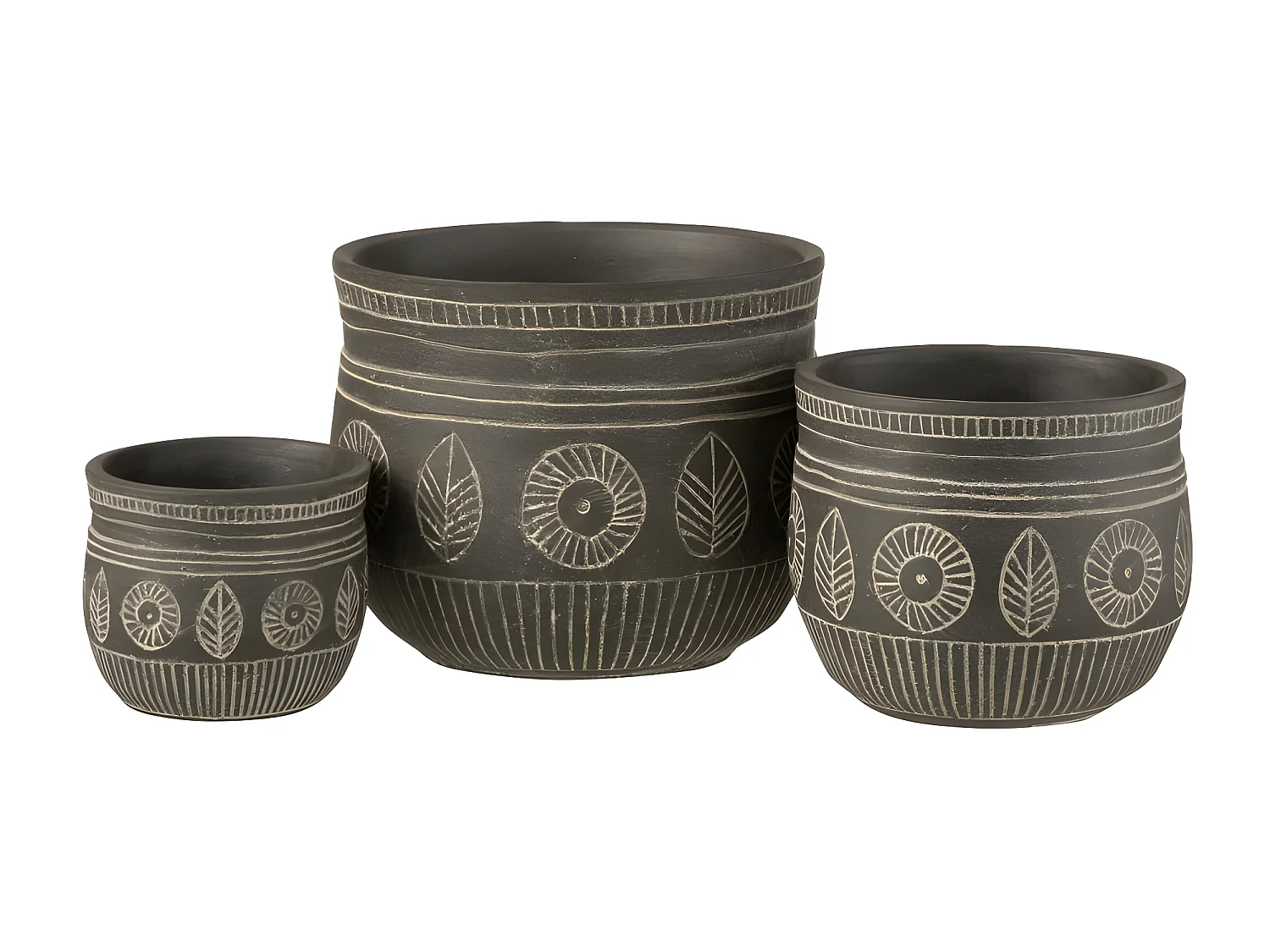 Cache-Pot Déco en Ciment "Fresque" 24cm Gris