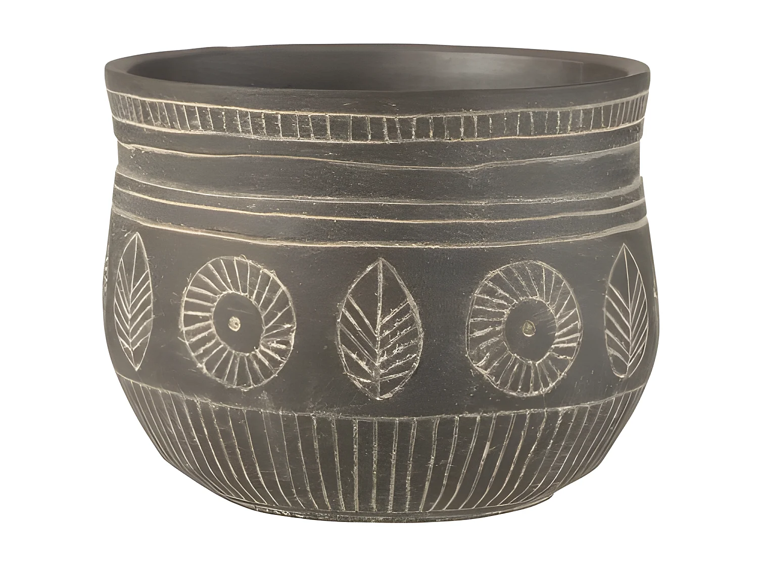 Cache-Pot Déco en Ciment "Fresque" 24cm Gris