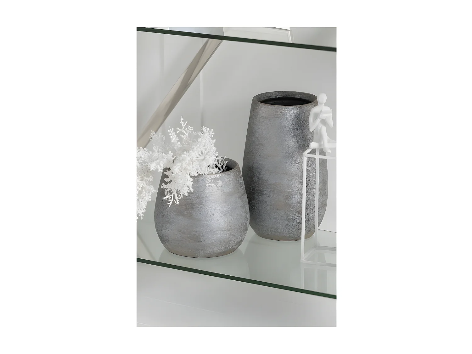 Cache-pot en céramique argent 20x20x18 cm