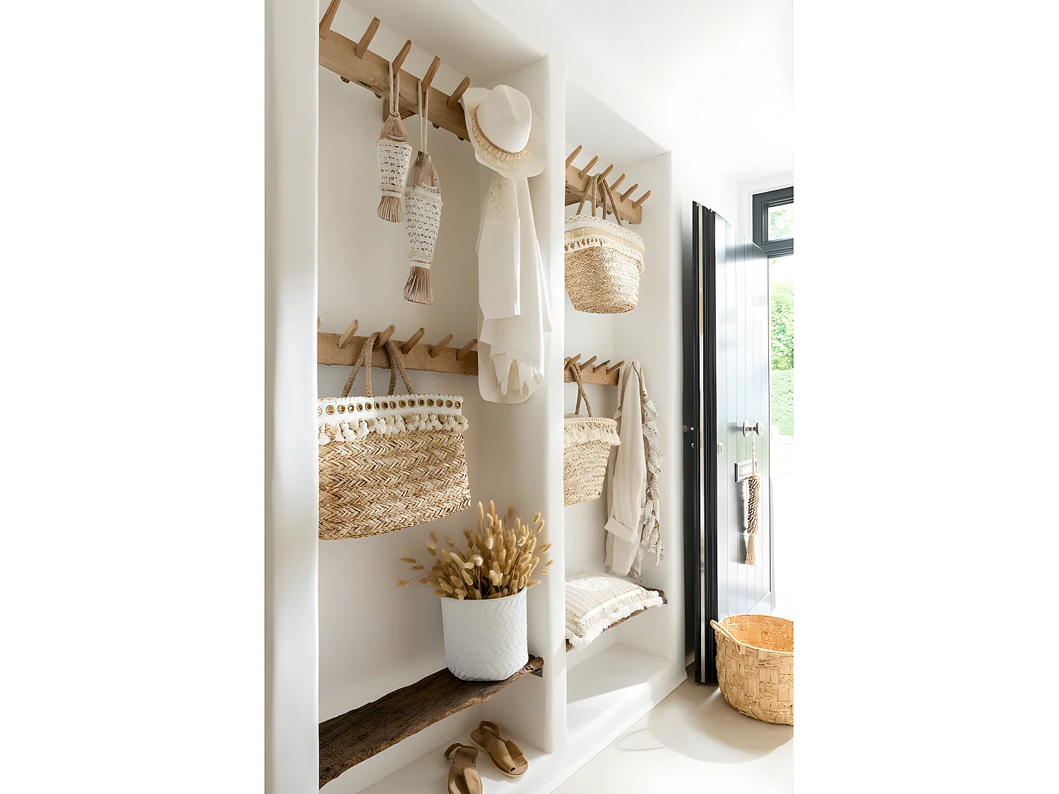 Vaso per piante in cemento bianco intrecciato 25x25x23 cm