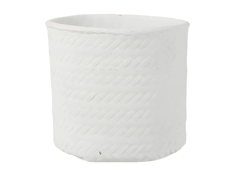 Vaso per piante in cemento bianco intrecciato 25x25x23 cm