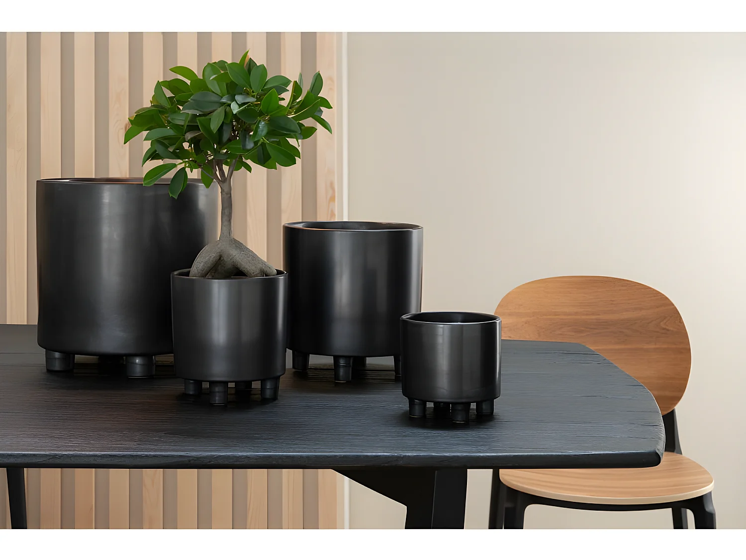 Cache-Pot en Céramique "Smoke" 16cm Gris & Noir