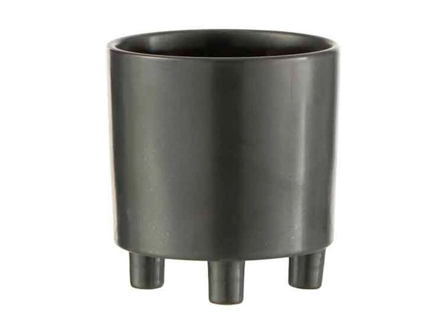 Portavasi con piedistallo in ceramica nera 15x15x16cm