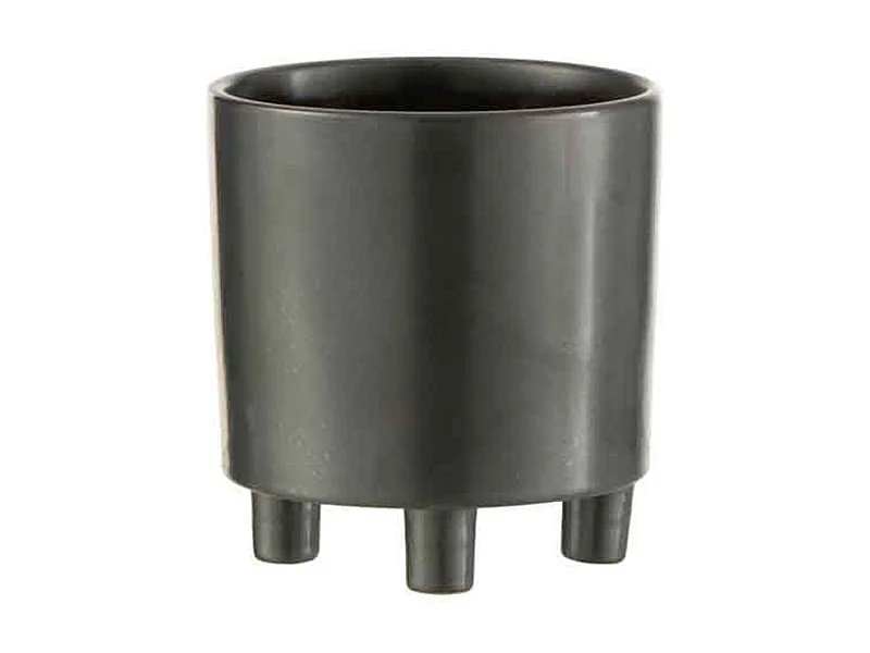 Portavasi con piedistallo in ceramica nera 15x15x16cm