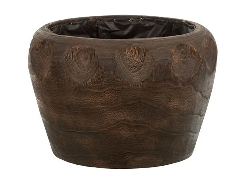 Vaso di fiori in legno di paulownia marrone 35x35x23 cm