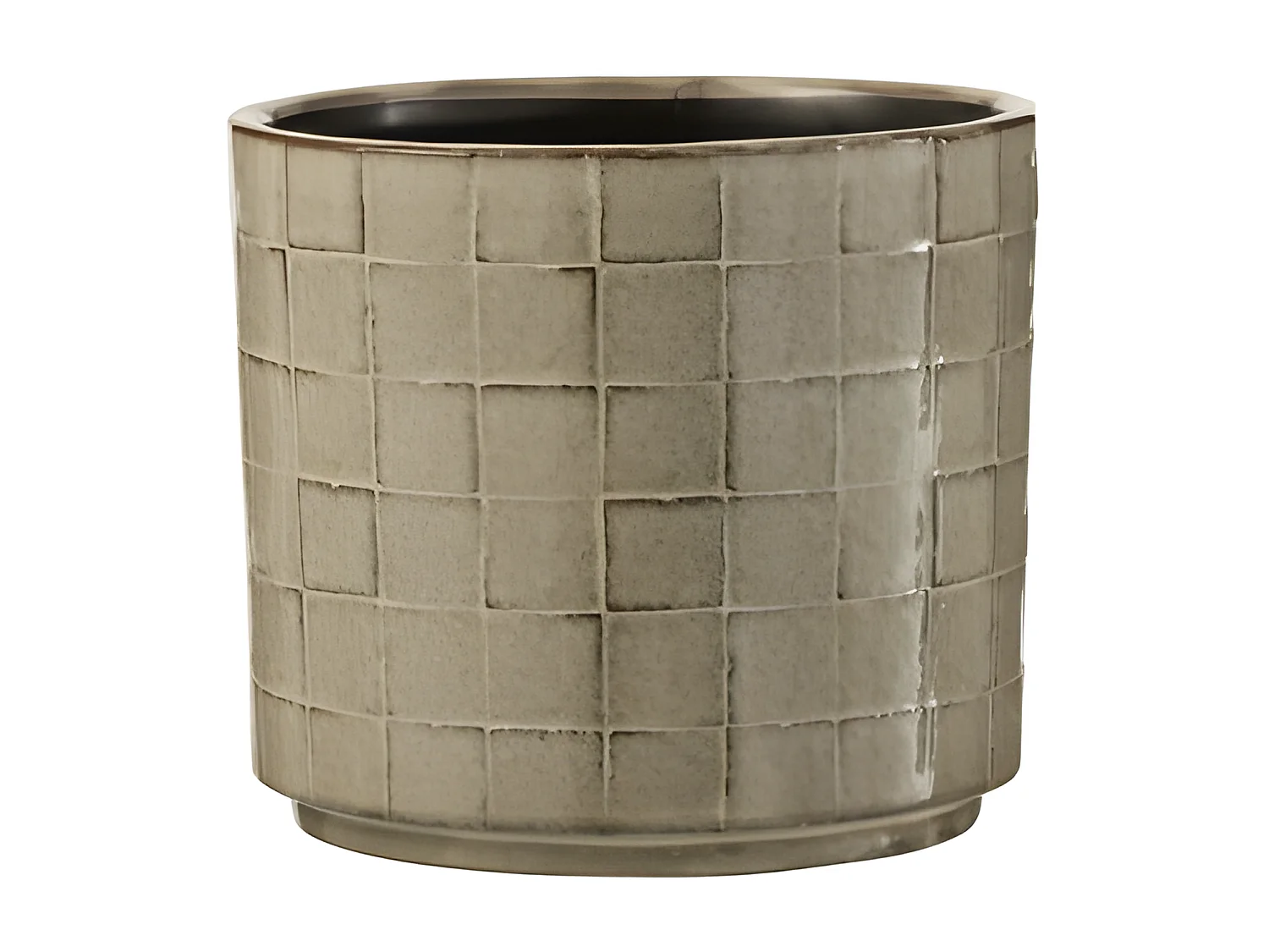 macetero redondo de cerámica gris 14x14x12.5 cm