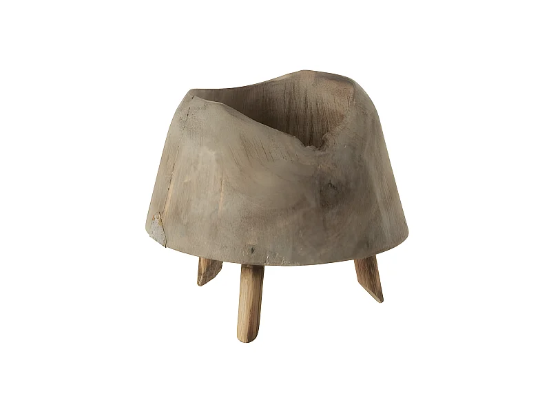 Macetero con soporte de madera natural de 17x17x17 cm