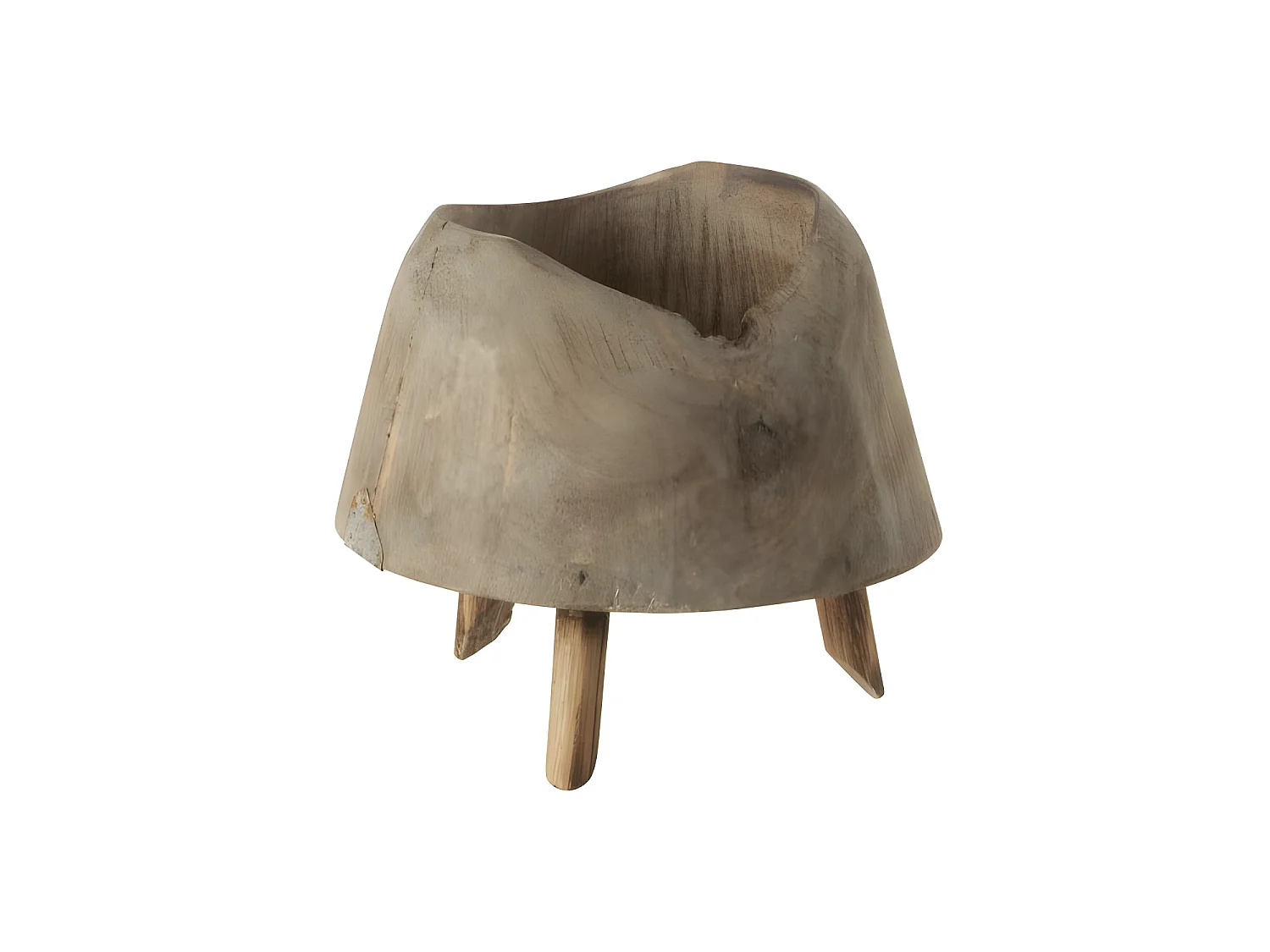 Macetero con soporte de madera natural de 17x17x17 cm