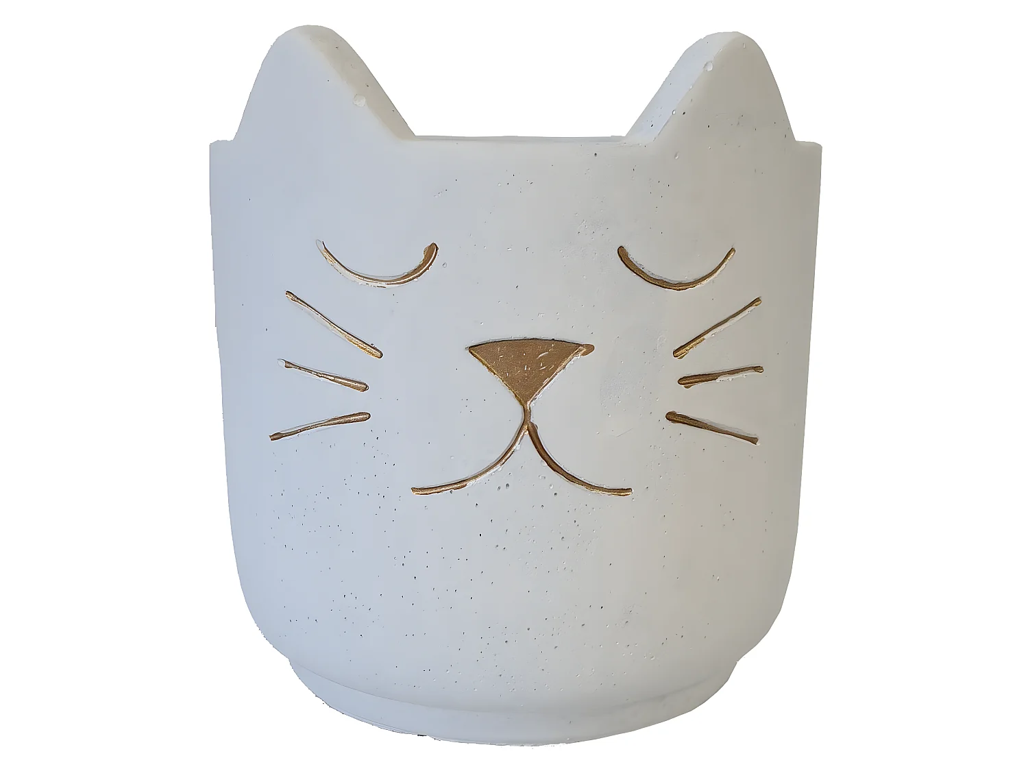 Petit Cache Pot de Fleurs Chat Blanc