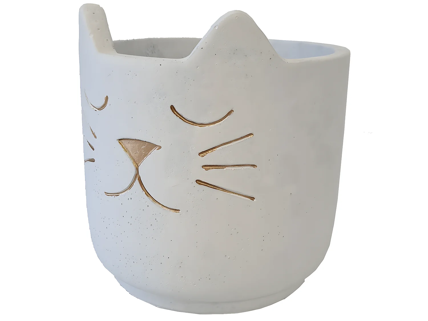 Petit Cache Pot de Fleurs Chat Blanc