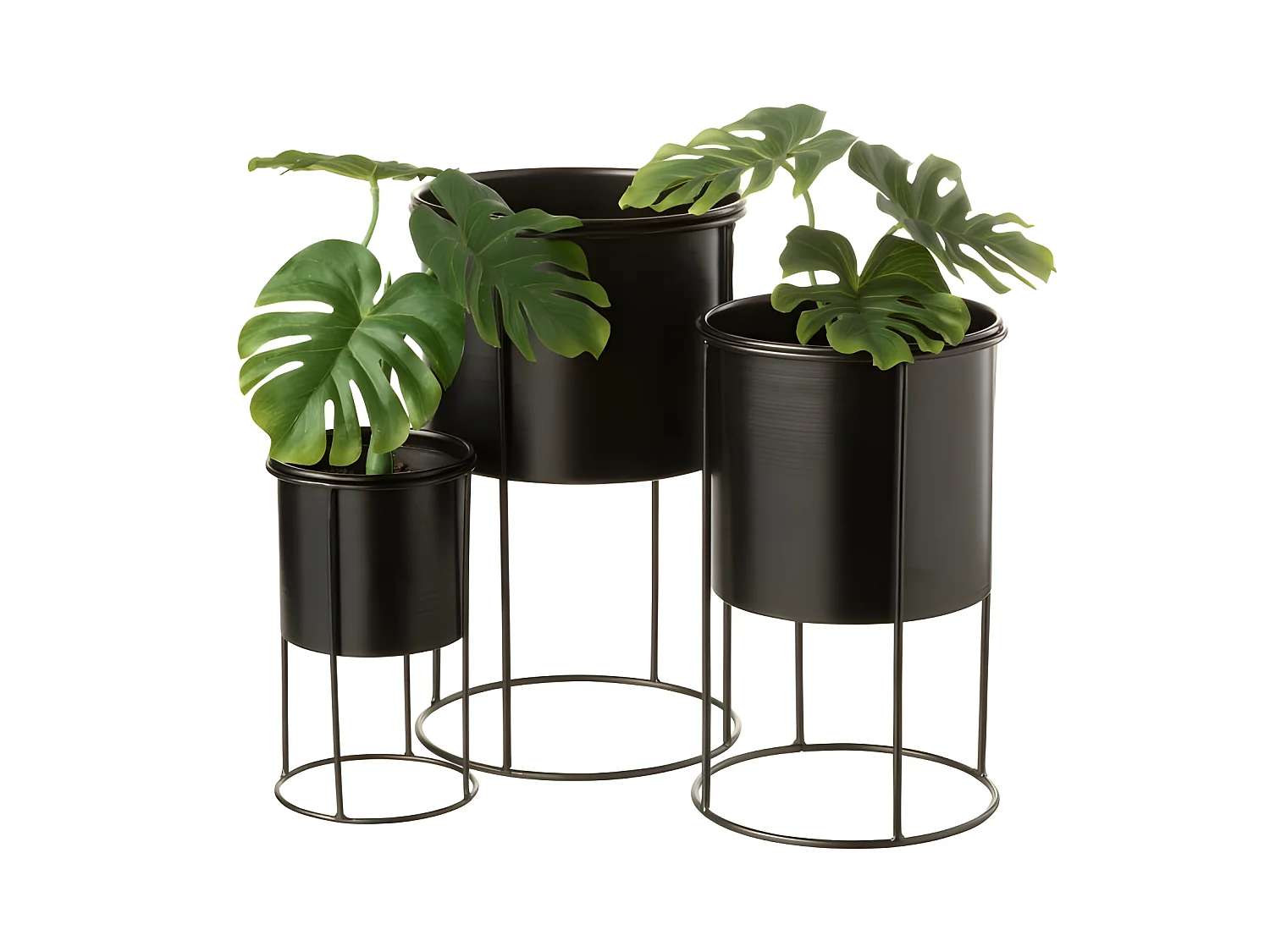 Cache-pot en métal noir 18x18x32 cm