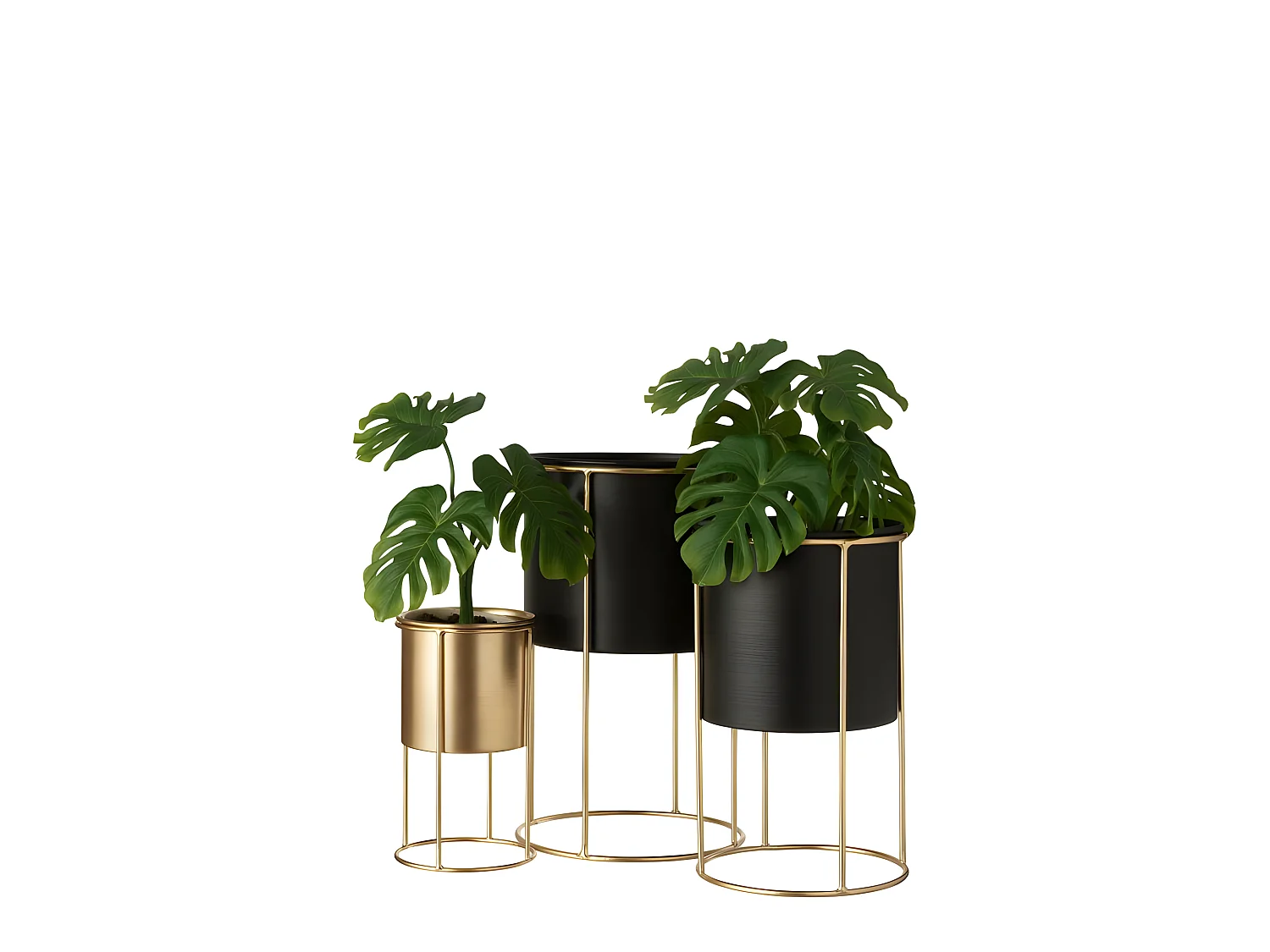 Cache-pot en métal noir 18x18x32 cm