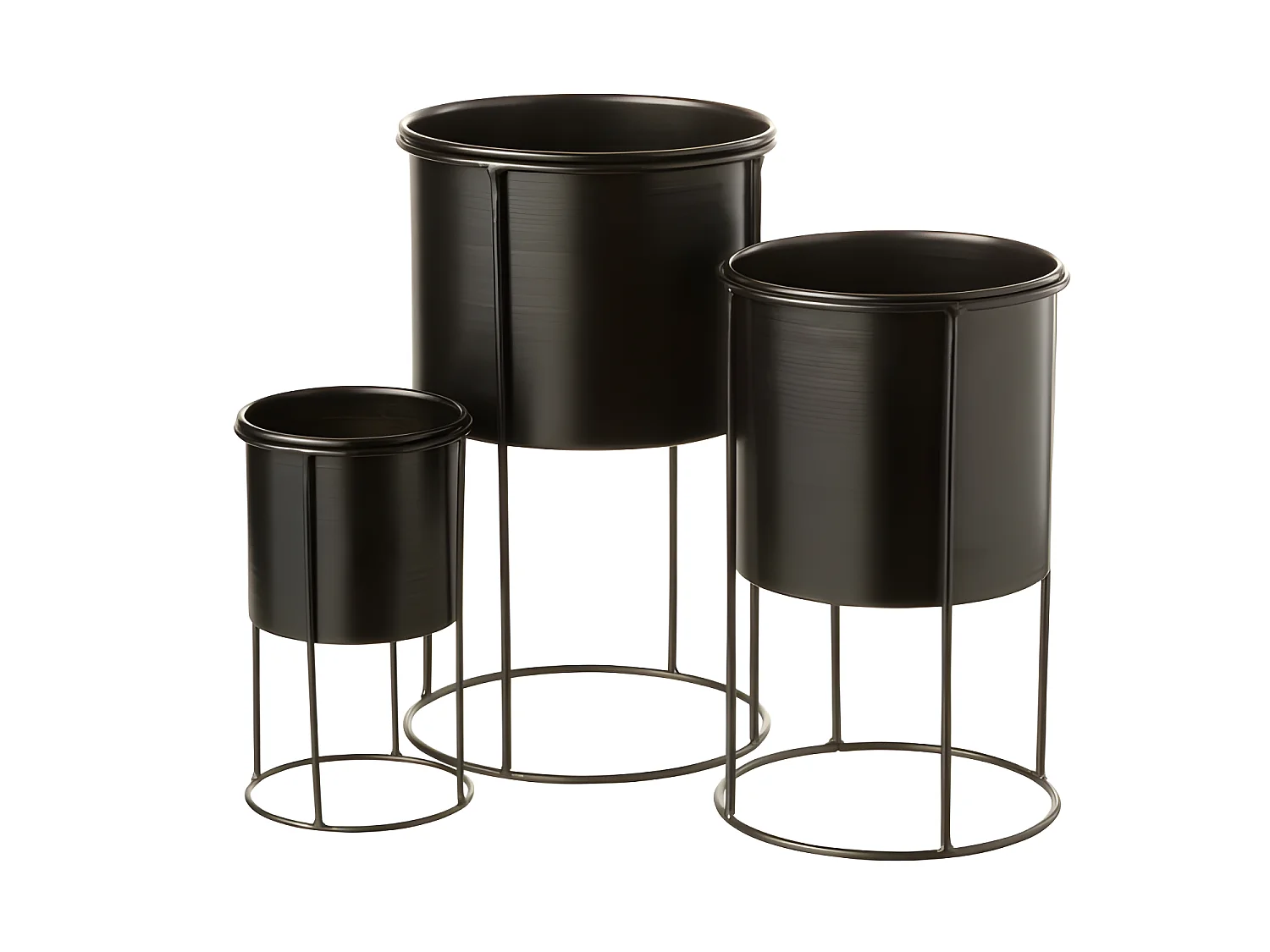 Macetero de metal negro de 18x18x32 cm