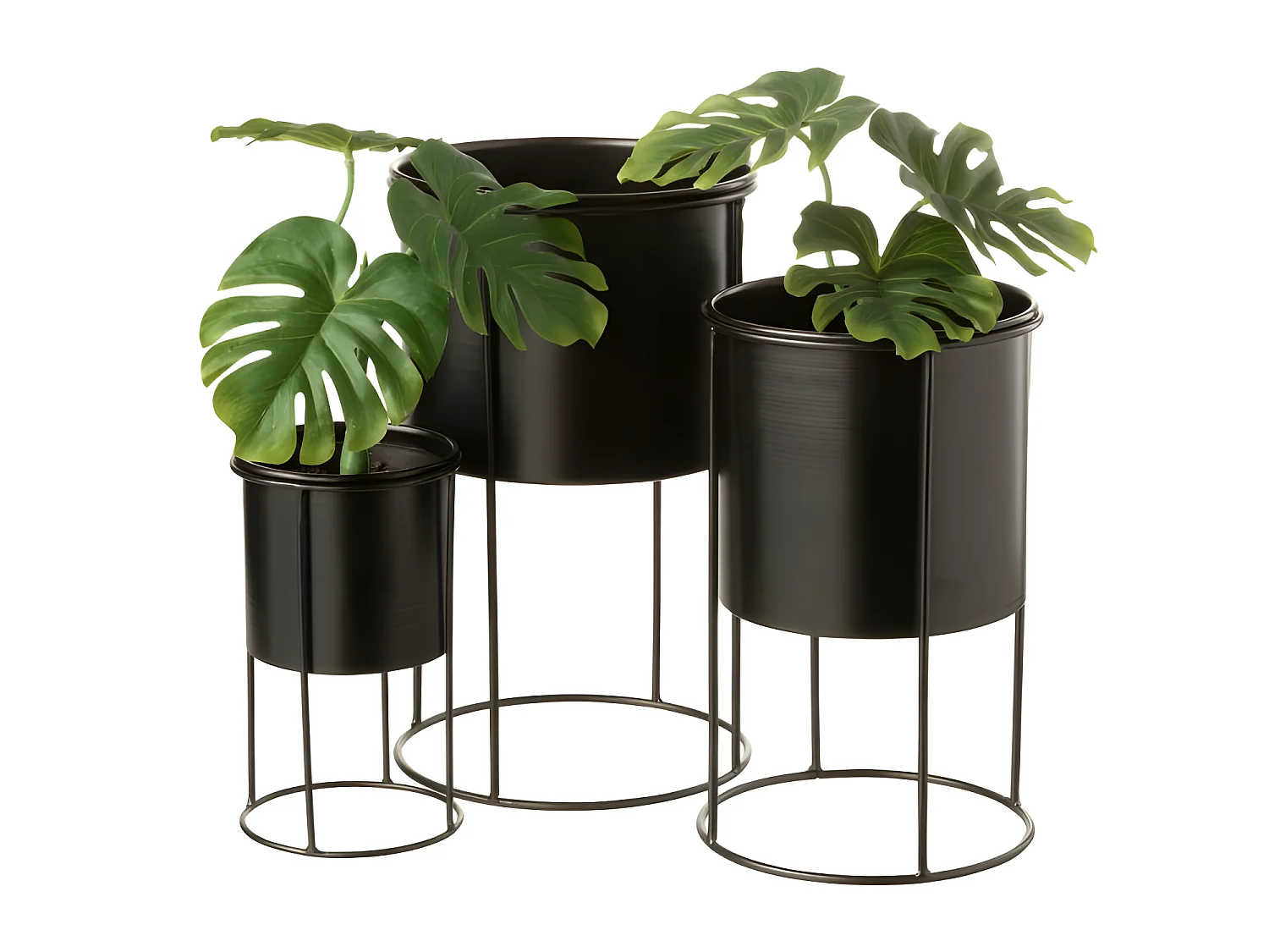 Cache-pot en métal noir 18x18x32 cm