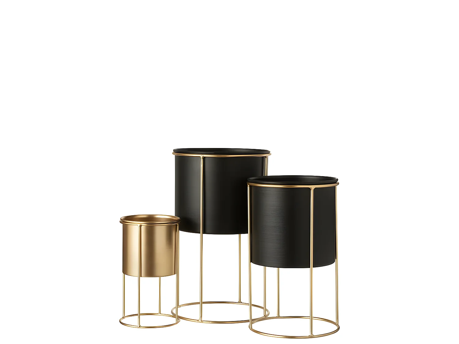 Cache-pot en métal noir 18x18x32 cm