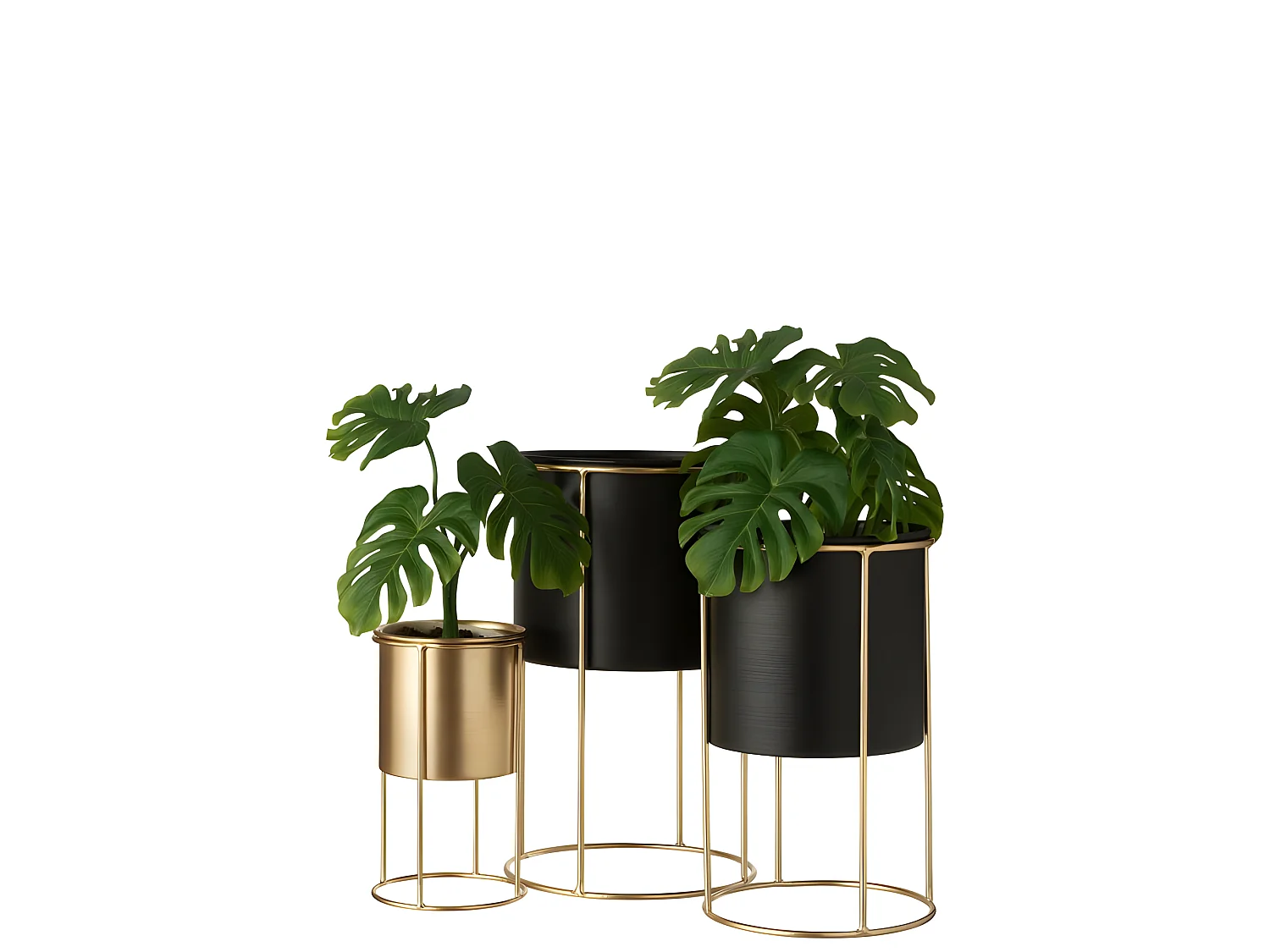 Cache-pot en métal noir 18x18x32 cm