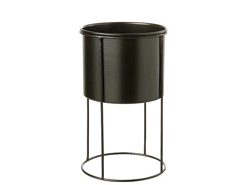 Zwart metalen plantenpot 18x18x32 cm