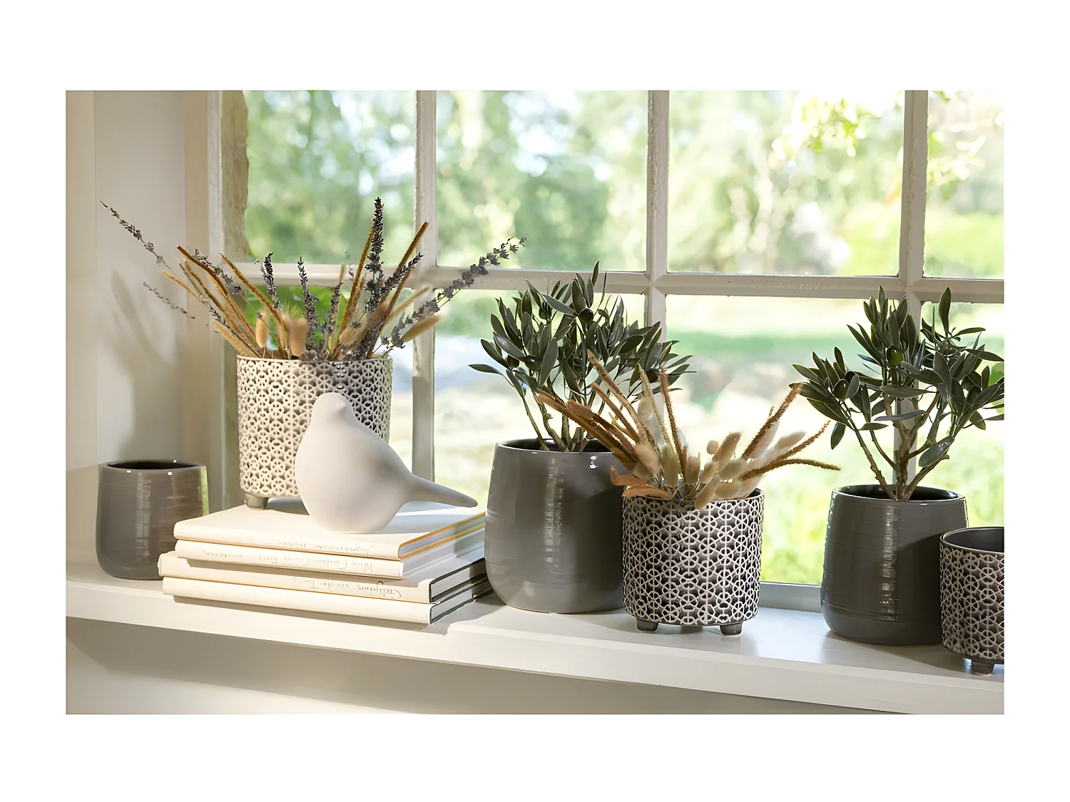 Cache-Pot en Céramique "Uni" 16cm Gris