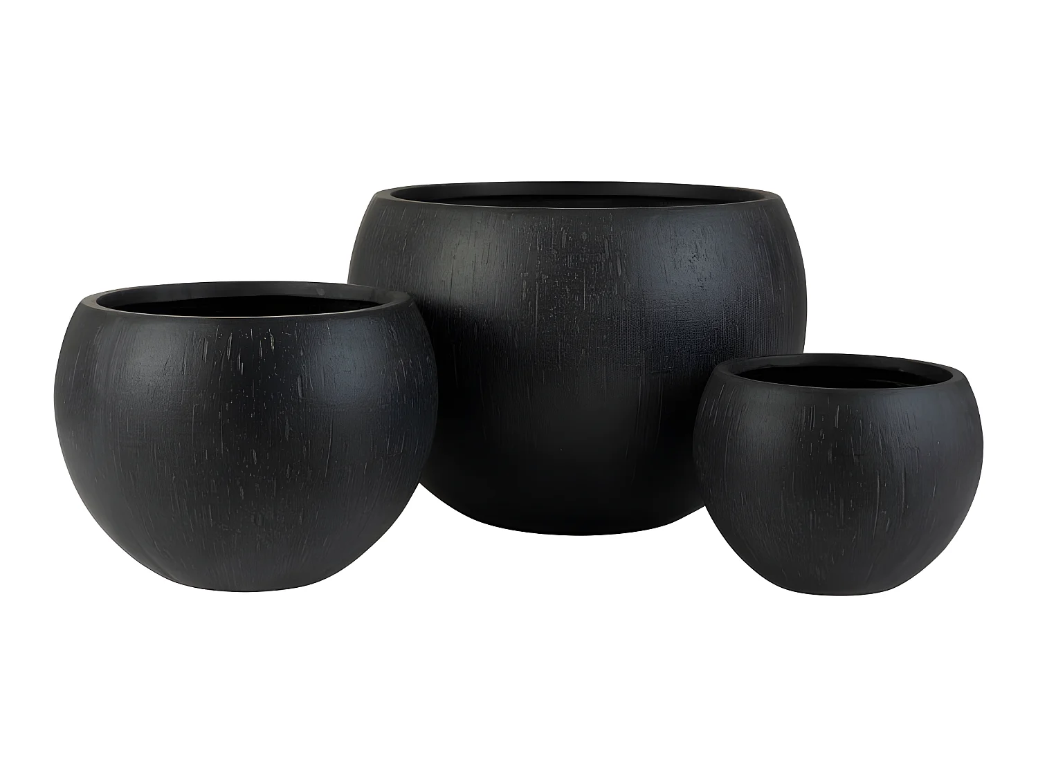 Lot de 3 Cache-Pots Design "Argile" 55cm Noir