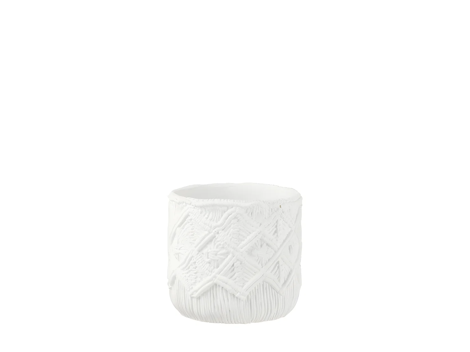 Cache-Pot Déco en Ciment "Damier" 20cm Blanc