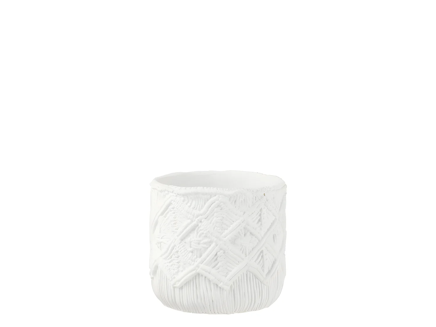 Cache-Pot Déco en Ciment "Damier" 20cm Blanc