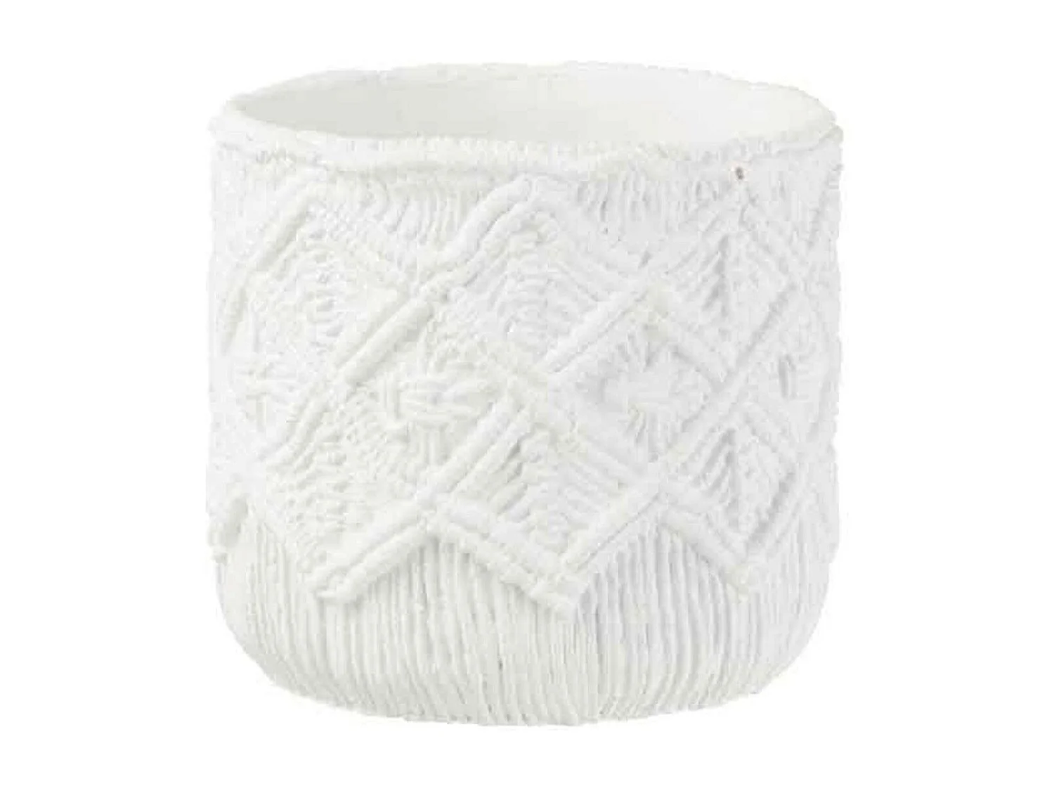 Cache-Pot Déco en Ciment "Damier" 20cm Blanc