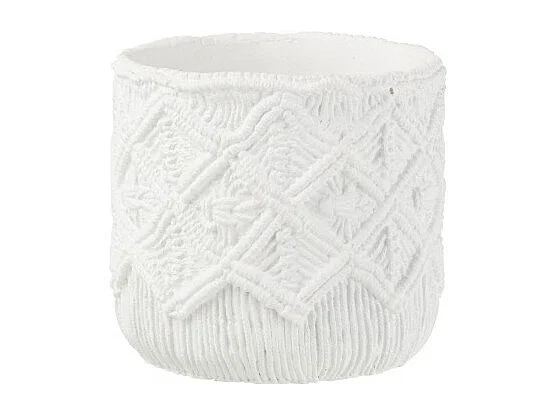 Cache-Pot Déco en Ciment "Damier" 20cm Blanc