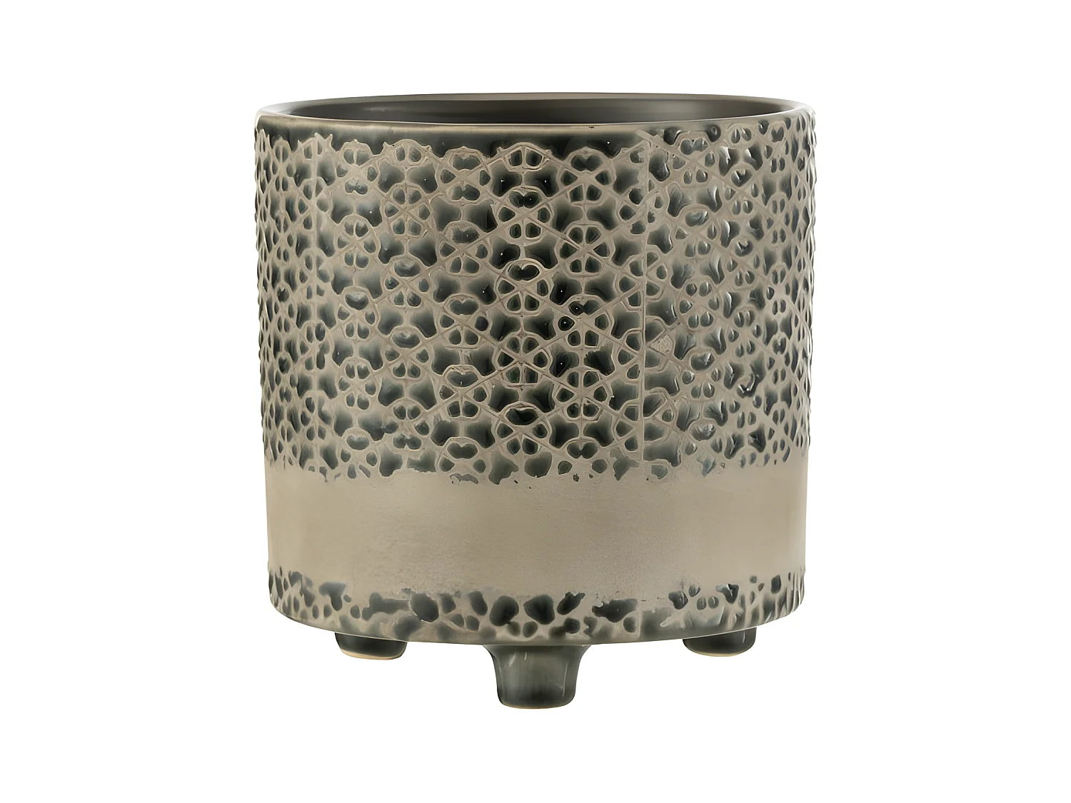 Cache-Pot en Céramique "Mosaïque" 17cm Gris