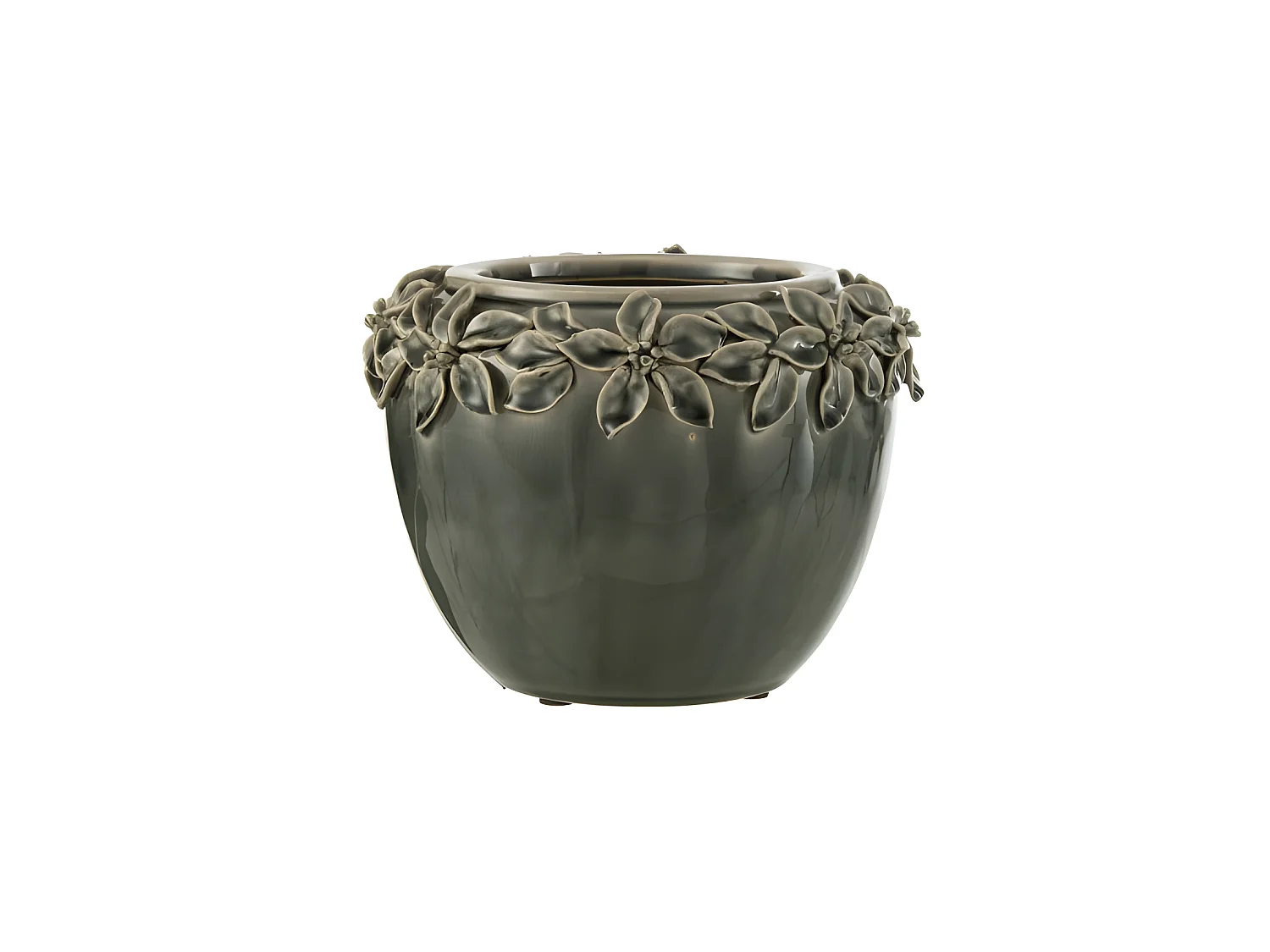 Cache-Pot en Céramique "Flora" 21cm Gris