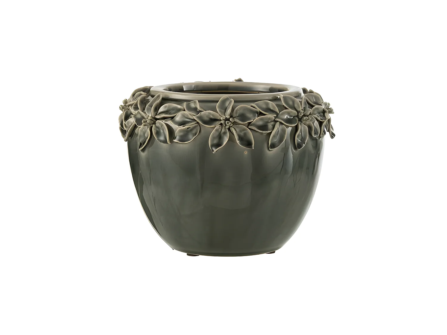 Cache-Pot en Céramique "Flora" 21cm Gris