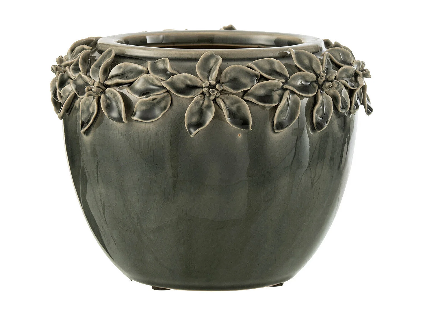 Cache-Pot en Céramique "Flora" 21cm Gris