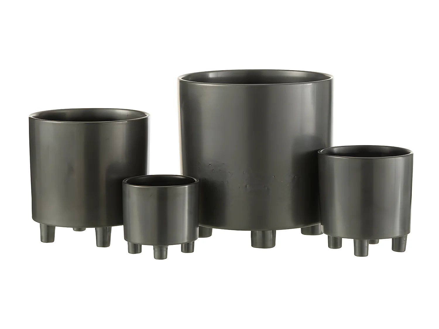 Cache-Pot en Céramique "Smoke" 27cm Gris & Noir