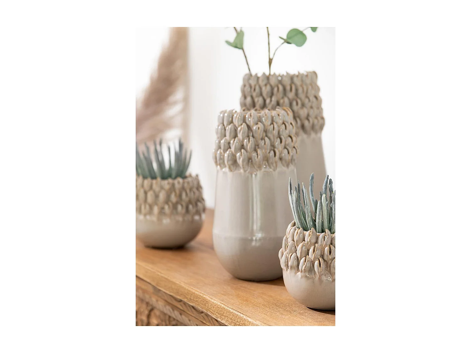 Vaso di fiori in ceramica grigia 11x11x11 cm