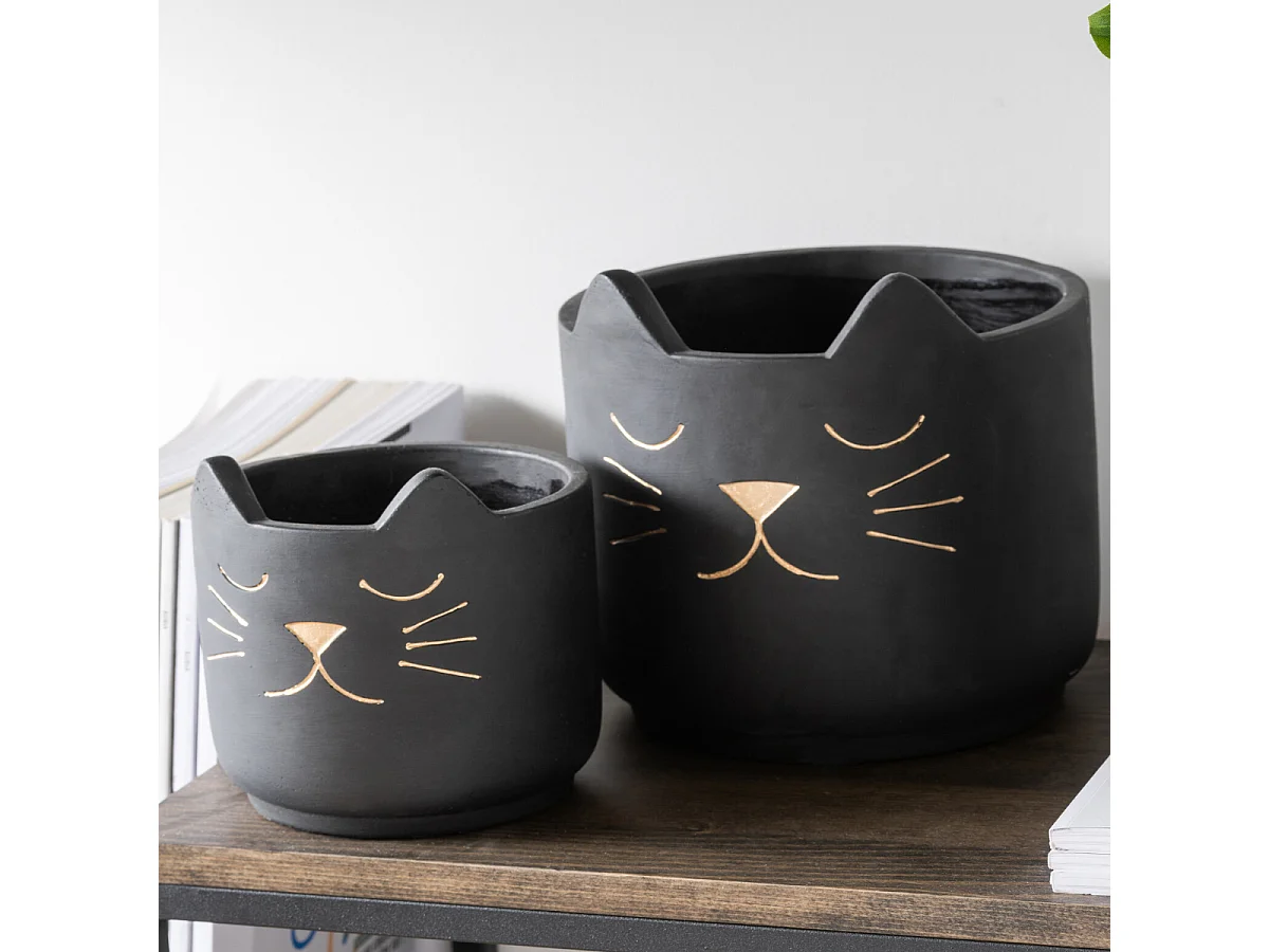 Cachepot de cerámica negro 16x16x17 cm