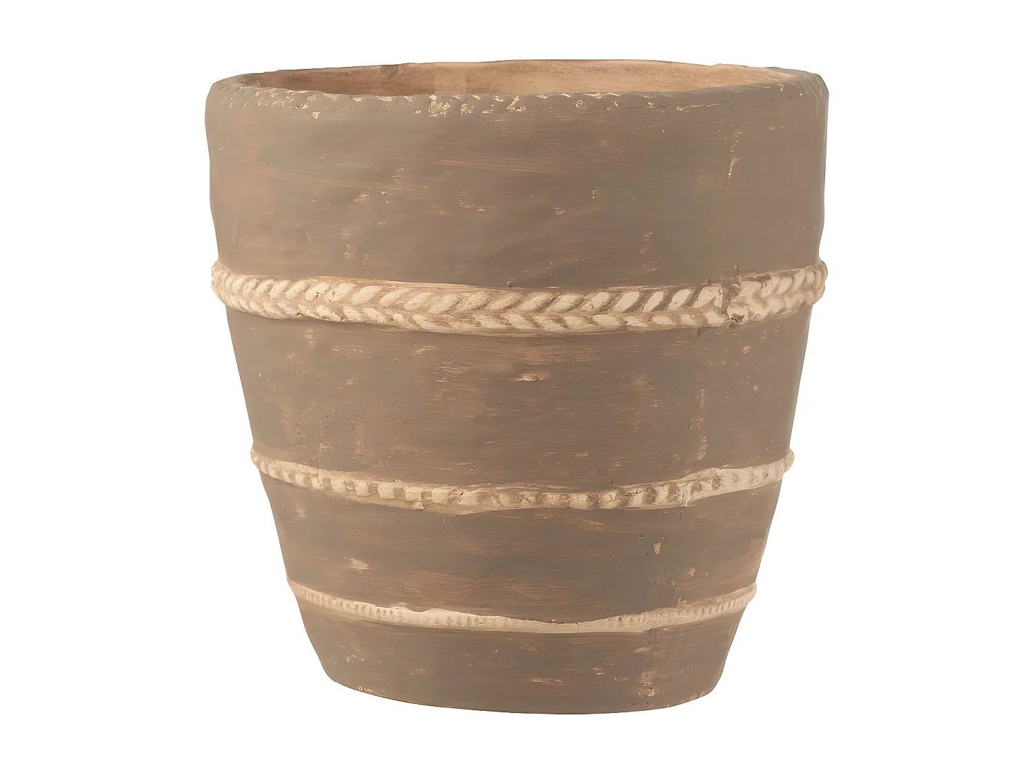 Cache-Pot en Terre Cuite "Tressé" 24cm Marron