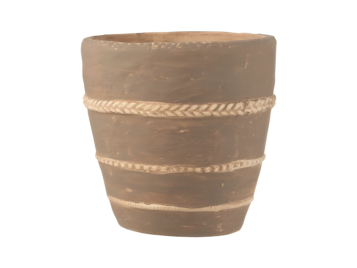 Cache-Pot en Terre Cuite "Tressé" 24cm Marron