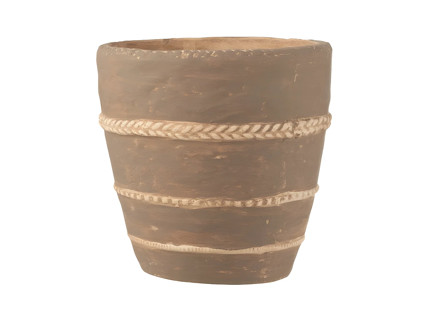 Cache-Pot en Terre Cuite "Tressé" 24cm Marron