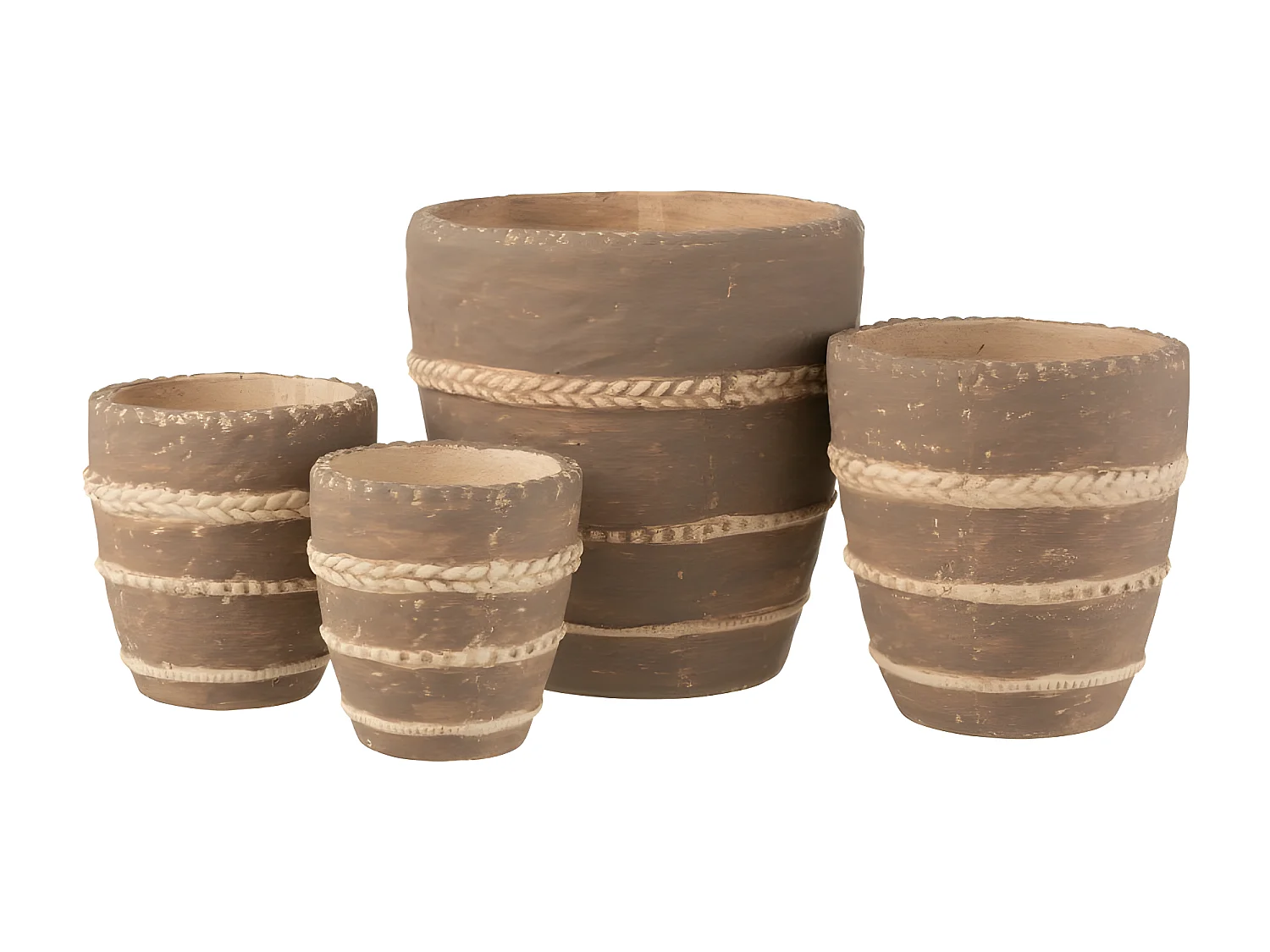 Cache-Pot en Terre Cuite "Tressé" 24cm Marron