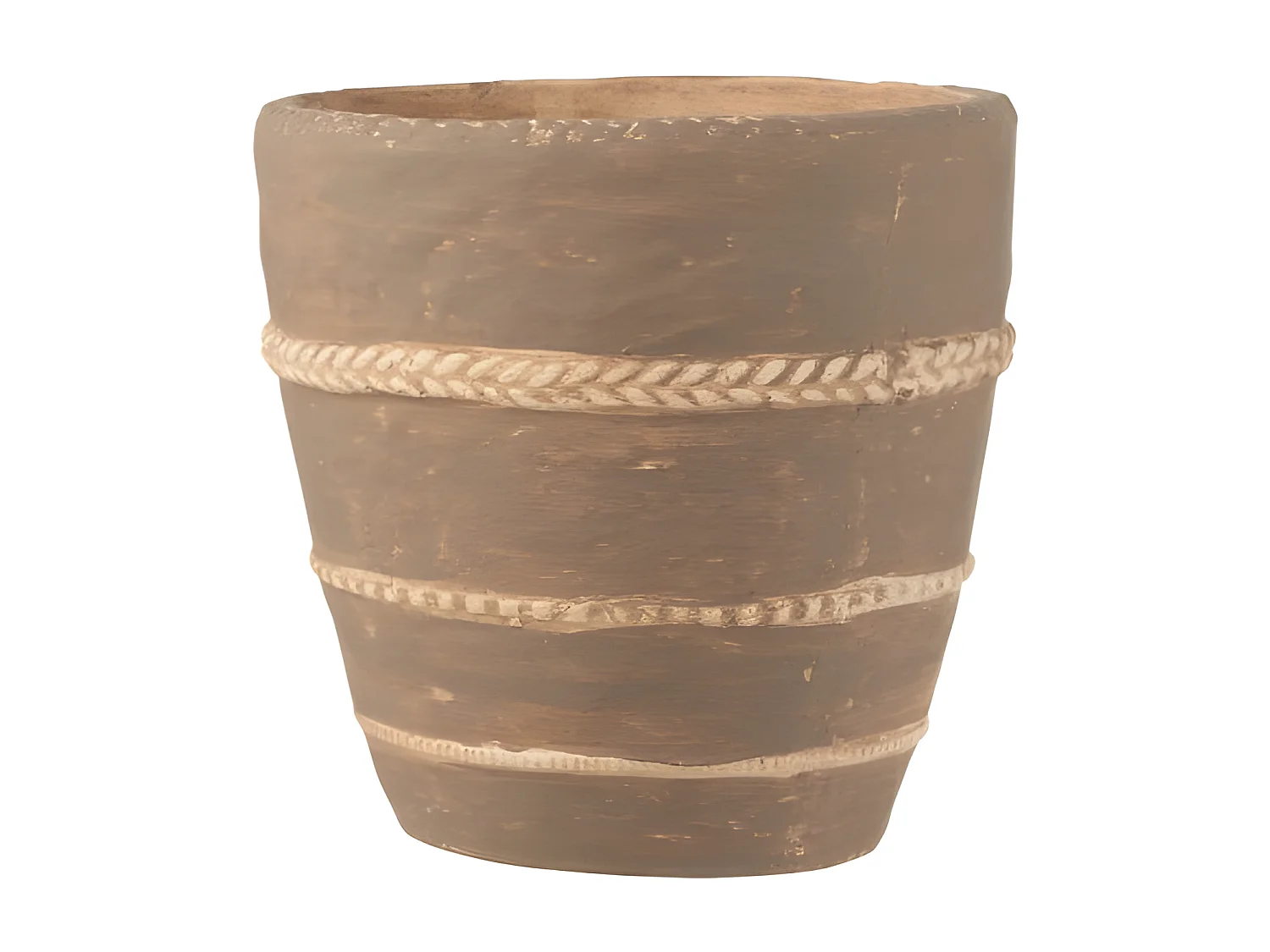 Cache-Pot en Terre Cuite "Tressé" 24cm Marron