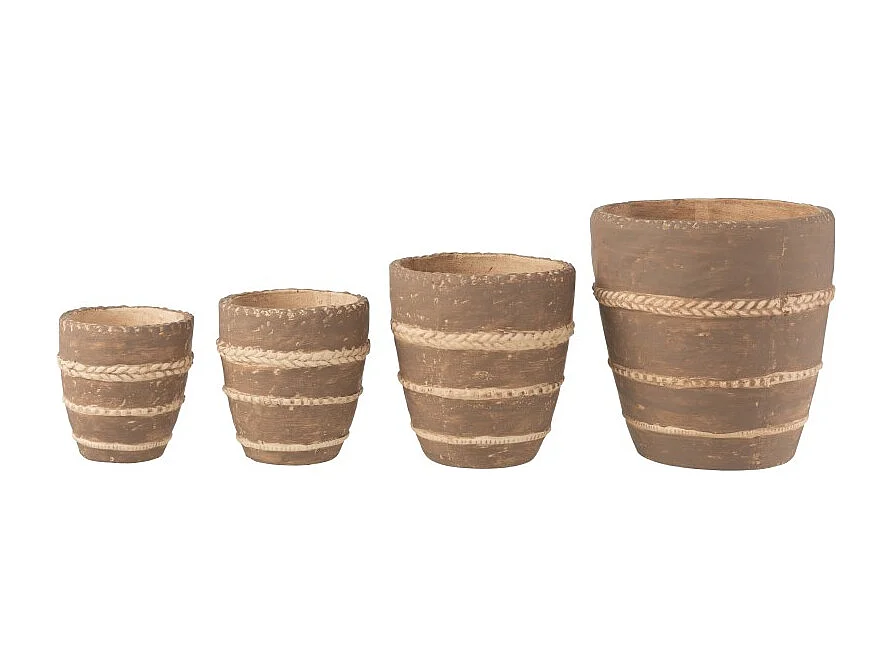 Cache-Pot en Terre Cuite "Tressé" 24cm Marron