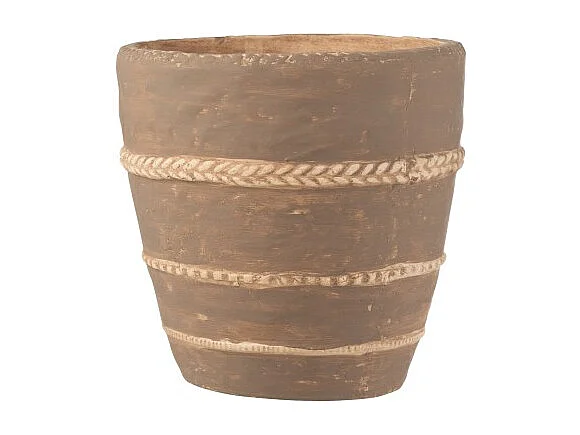Cache-Pot en Terre Cuite "Tressé" 24cm Marron