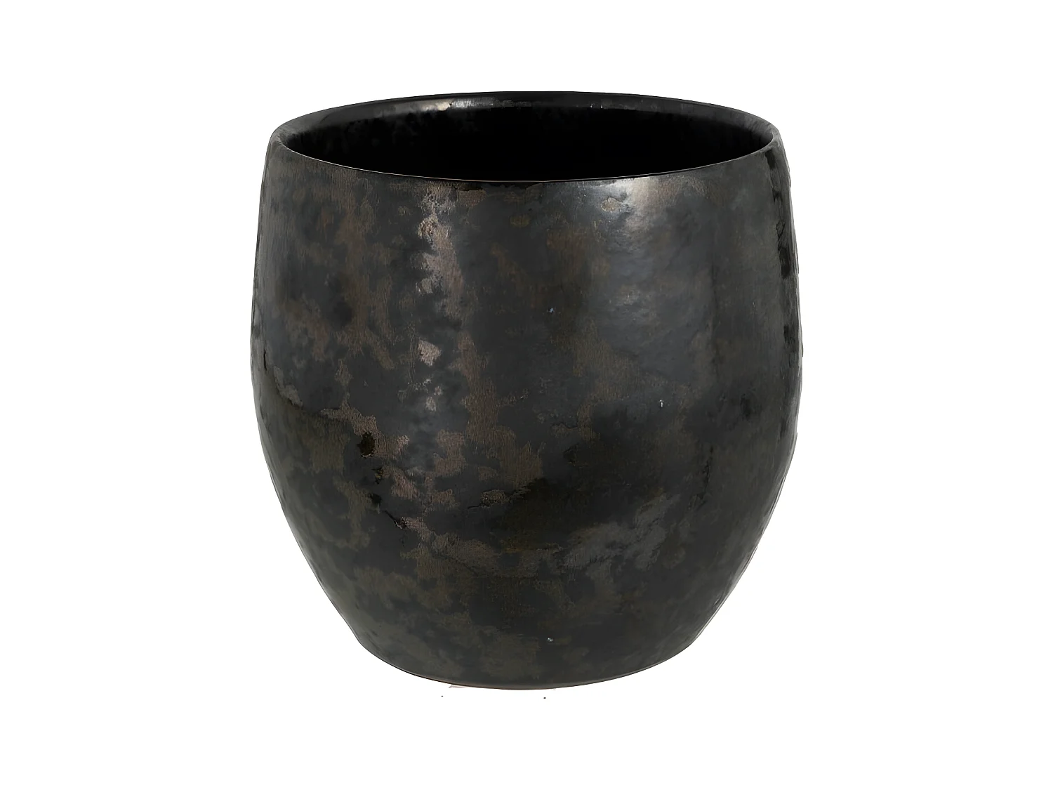 Grote antieke zwarte keramische bloempot