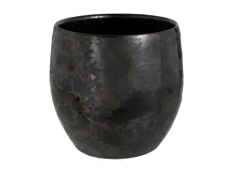 Cache-Pot Vintage Céramique "Smokey" 23cm Noir