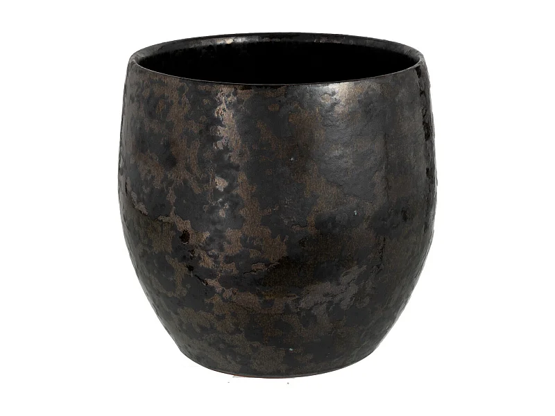 Cache-Pot Vintage Céramique "Smokey" 23cm Noir